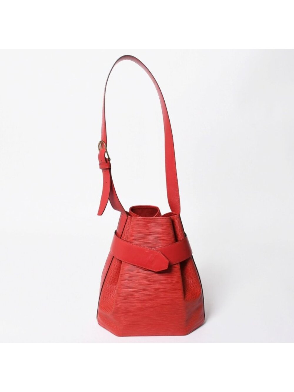 Louis Vuitton Epi Sac D'epaule Shoulder Bag Red Gold